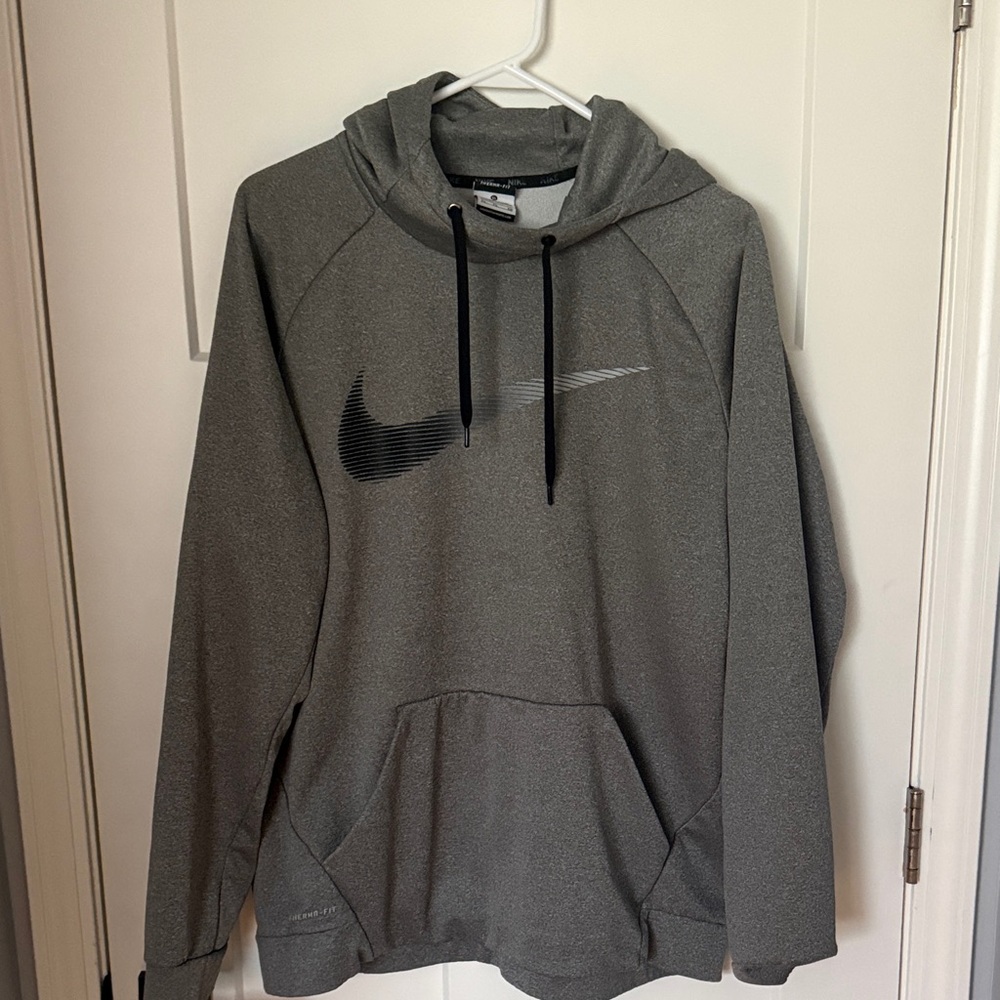 Nike Men's Charcoal Gray Hoodie with Black Swoosh - non smoking